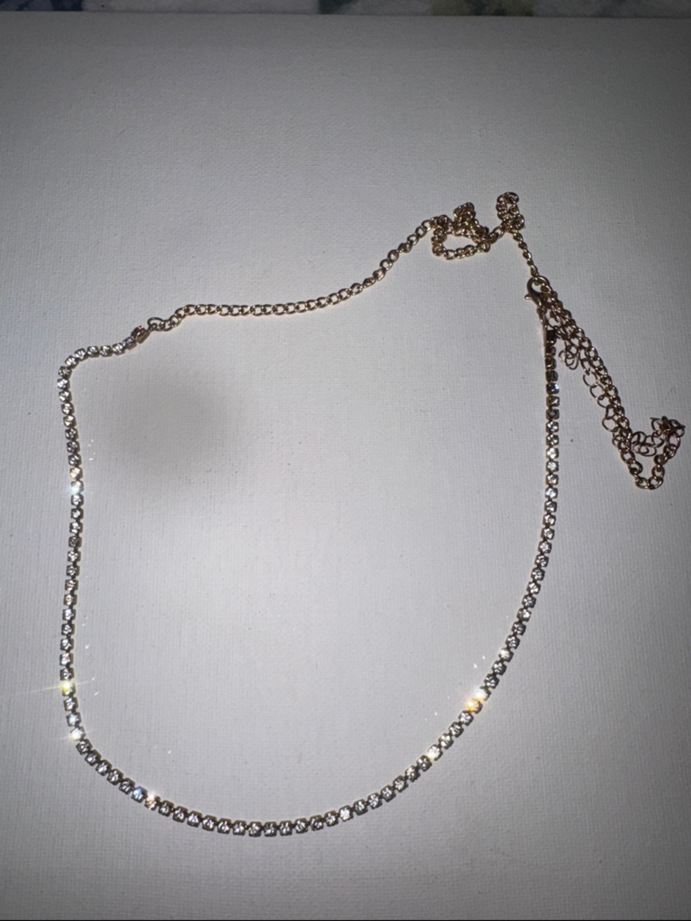 Gold-Tone Crystal Tennis Necklace - Unbranded